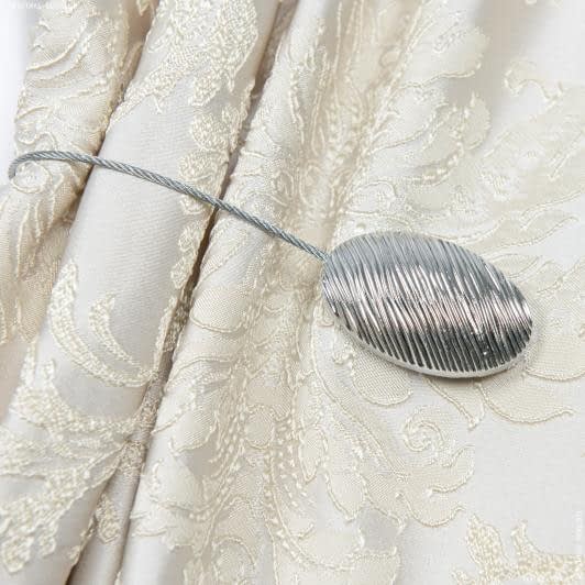 Ткани для декора - Магнитный подхват овал серебро 55*35 мм на тросике (1 шт)