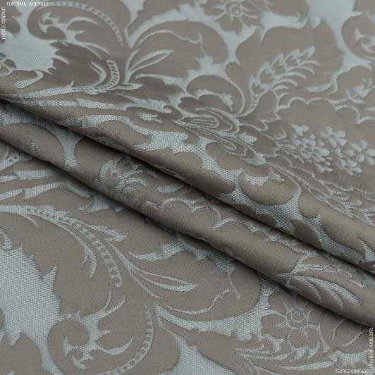 Ткани для декора - Декоративная ткань Камила вензель т.беж-серый,серый