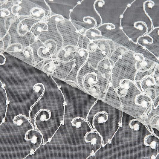 Ткани для декора - Тюль вышивка Радмира молочный с блеском