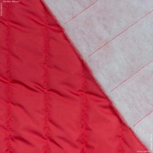 Тканини для верхнього одягу - Плащова Фортуна стьогана з синтепоном 100г/м смуга червона