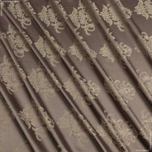 Ткани для римских штор - Портьерная ткань Респект вензель цвет какао