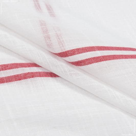 Ткани для рукоделия - Тюль батист Тулум полоса красная с утяжелителем
