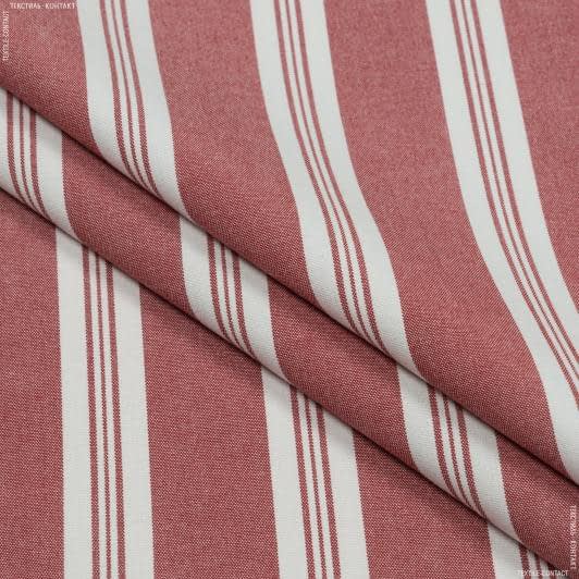Ткани портьерные ткани - Декоративная ткань Рустикана полоса широкая цвет вишня