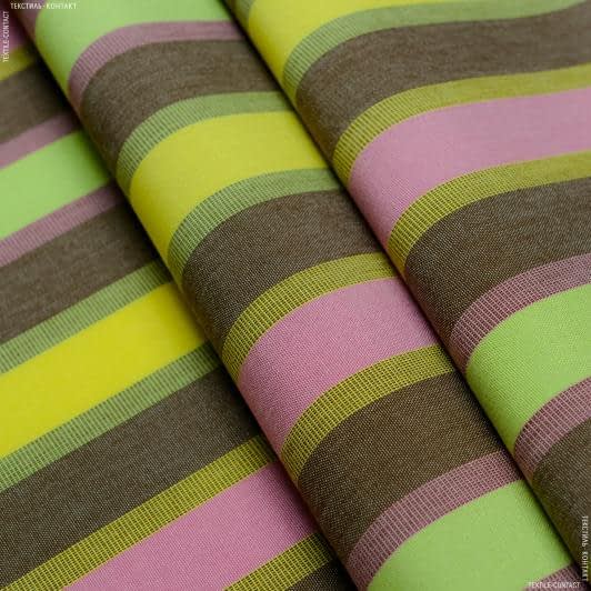 Ткани для штор - Дралон полоса /PAU фрез, желтая, зеленое яблоко, коричневый