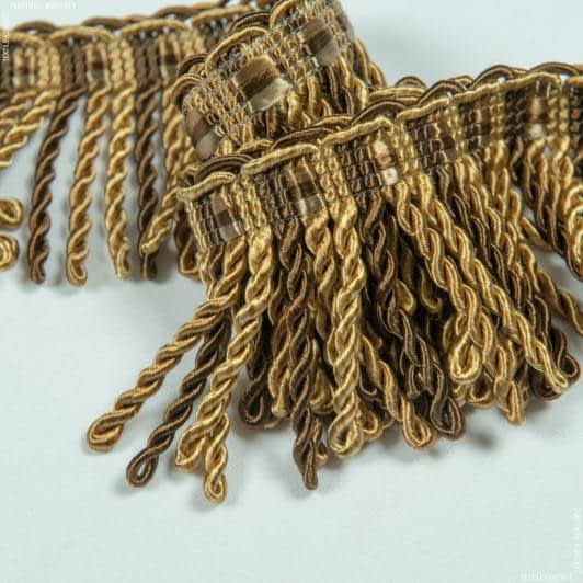 Тканини фурнітура для декора - Бахрома Імеджен спіраль коричневий-золото