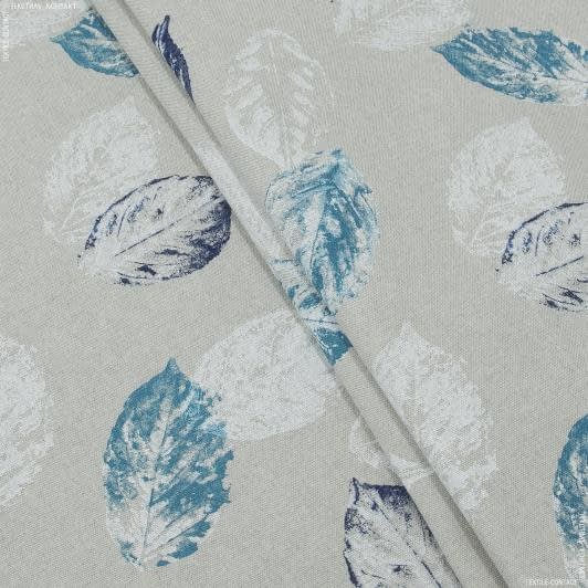 Ткани все ткани - Декоративная ткань Поси листья бирюза, т.синий