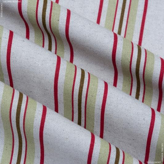 Ткани для штор - Декоративная ткань Патрик полоса серый, фисташка, бордовая, мох