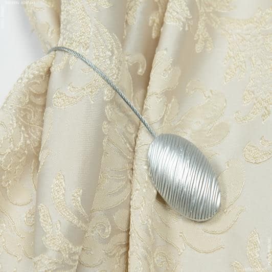 Ткани для декора - Магнитный подхват овал матовое серебро 55*35 мм на тросике (1 шт)