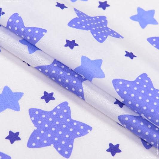 Ткани для сорочек и пижам - Ситец 67-ТКЧ детский звезды фиолетовые