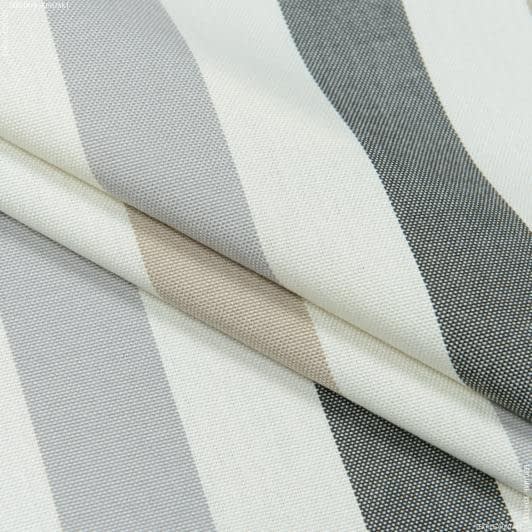 Ткани портьерные ткани - Дралон Панама полоса /PANAMA цвет крем, бежевая, серая