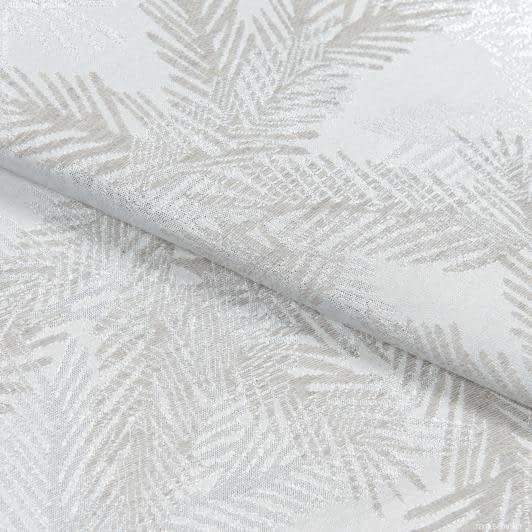 Ткани для декора - Жаккард Ларицио ветки песок , люрекс серебро