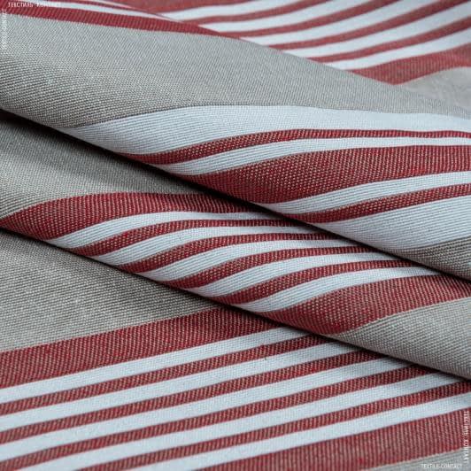 Тканини портьєрні тканини - Жакард Навіо смуга широка бежевий, червоний