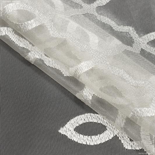 Ткани свадебная ткань - Тюль микросетка вышивка Азалия цвет топленое молоко, молочная