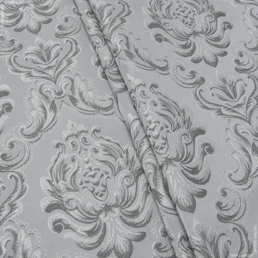 Ткани все ткани - Жаккард Сехе вензель крупный серый, т.серый, серебро