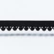 Тканини фурнітура для декора - Репсова стрічка з намистинами чорна25 мм