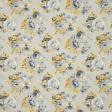 Ткани все ткани - Декоративная ткань панама Акил цветы серый, желтый фон св.бежевый