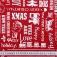 Ткани для скрапбукинга - Декоративная новогодняя ткань Волшебное Рождество, фон красный СТОК