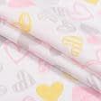 Ткани для сорочек и пижам - Ситец 67-ТКЧ детский сердечки розовые