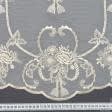 Ткани для декора - Тюль сетка вышивка Виелина молочная,золото с фестоном