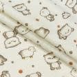Ткани для сорочек и пижам - Фланель детская белоземельная  медвежата