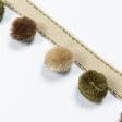Ткани для декора - Тесьма репсовая с помпонами Ирма цвет оливка, беж 20 мм