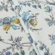 Ткани для римских штор - Декоративная ткань Джинна цветы бирюза, карамель