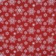Ткани все ткани - Новогодняя ткань лонета Снежинки фон красный