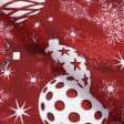 Ткани для декора - Скатерть новогодняя Елочные игрушки красный 180*130 (173304)