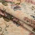 Ткани для мебели - Гобелен Прованс розы бордовые фон бежевый