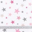 Ткани для сорочек и пижам - Фланель детская белоземельная звезды