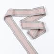 Ткани для одежды - Тесьма двухлицевая полоса Раяс розовый, серый 48 мм (25м)