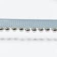 Тканини фурнітура для декора - Репсова стрічка з намистинами колір сіро-блакитний, срібло 25 мм