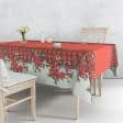 Тканини для рукоділля - Декоративна новорічна тканина лонета Пуансетія клітинка купон, червоний