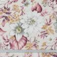 Ткани для декора - Декоративная ткань панама Ней цветы лилово-сизый,серый