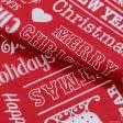 Тканини для рукоділля - Декоративна новорічна тканина Чарівне Різдво фон червоний СТОК