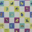 Ткани для скрапбукинга - Декоративная ткань лонета Крайон детские картинки