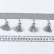 Тканини фурнітура для декора - Тасьма пензлик жаккард Еллі сіра 65 мм