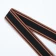 Ткани для одежды - Тесьма двухлицевая полоса Раяс черный ,терракот 48мм (25м)