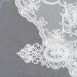 Ткани для декора - Тюль микросетка вышивка Ноеми бело-молочная с фестоном