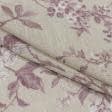 Ткани рогожка - Тюль рогожка Рокси цветы лилово-сизые с утяжелителем