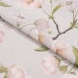 Ткани для декора - Декоративная ткань лонета Яблочный цвет белый фон светло серый