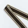 Ткани фурнитура для декора - Тесьма двухлицевая полоса Раяс коричневый, св.беж 48 мм (25м)
