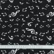 Ткани для римских штор - Декоративная ткань лонета Ноты фон черный