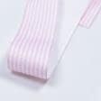 Ткани фурнитура для декора - Репсовая лента Тера полоса мелкая белая, розовая 33 мм