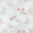 Ткани гардинные ткани - Тюль сетка принт Акварель цветы бежевая с утяжелителем