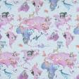 Ткани все ткани - Декоративная ткань лонета Карта зоопарк розовый