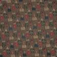 Ткани для декора - Жаккард Энималс зверушки цветные фон коричневый