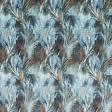 Ткани для римских штор - Декоративный велюр Фарид степная трава голубой, коричневый