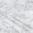 Ткани horeca - Тюль кисея-принт Сана розы серые фон белый