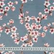 Ткани для мебели - Декоративный велюр принт Сакура цвет серый